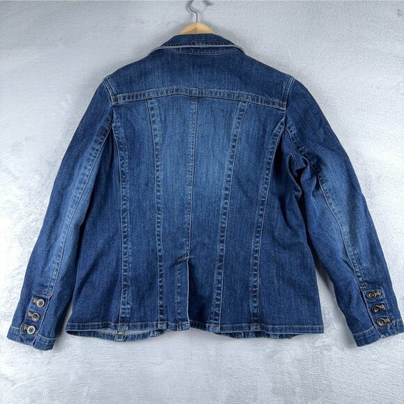 Eddie Bauer Women's Blazer Style Denim Jacket Size X Large Single Breasted Blue - Picture 4 of 12